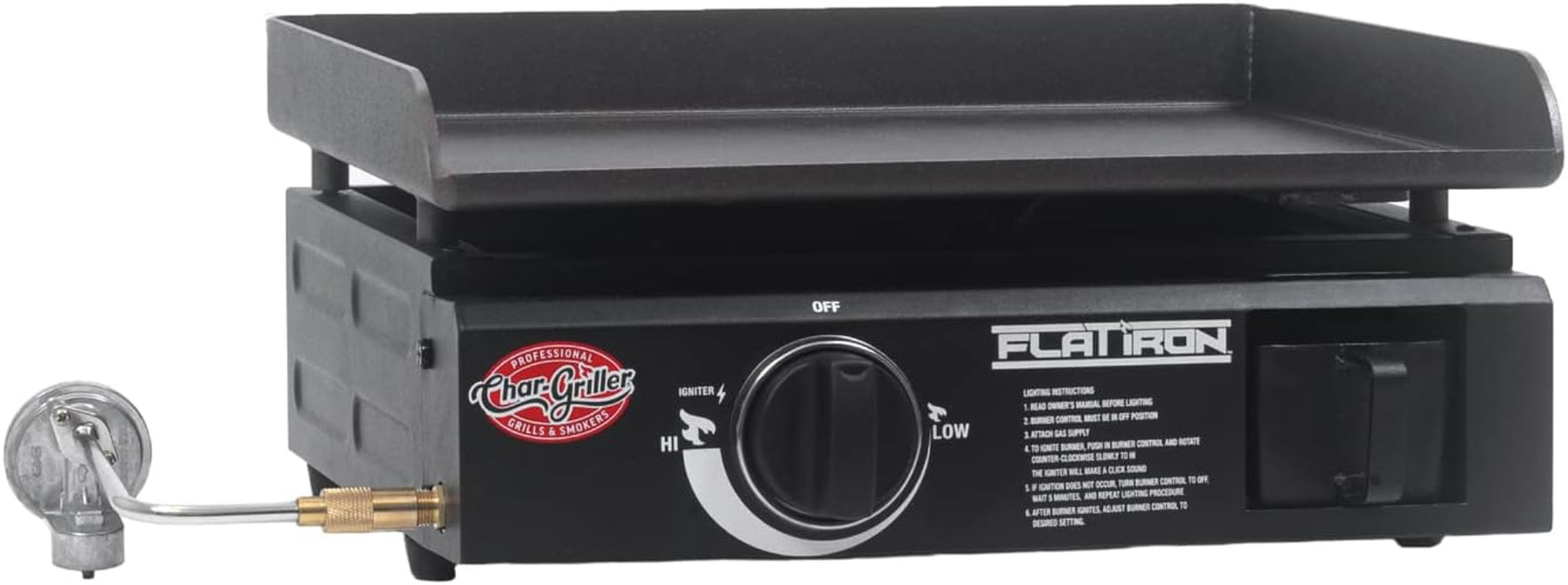 E8217 Flat Iron Portable Table Top 17 Gas Griddle Propane Grill. Black - Image 2