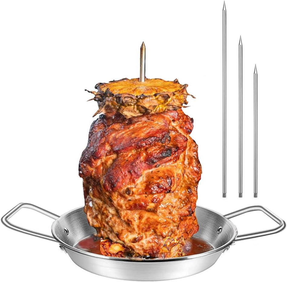 Barbecue Hack Vertical Skewers.Stainless Tacos Al Pastor Skewer Stand for Grill or Oven with 3 Spike.Removable Grilling Meat Spit for Grilling Al Pastor and Shawarma Brazilian Churrasco Chickens Kebab - Image 8