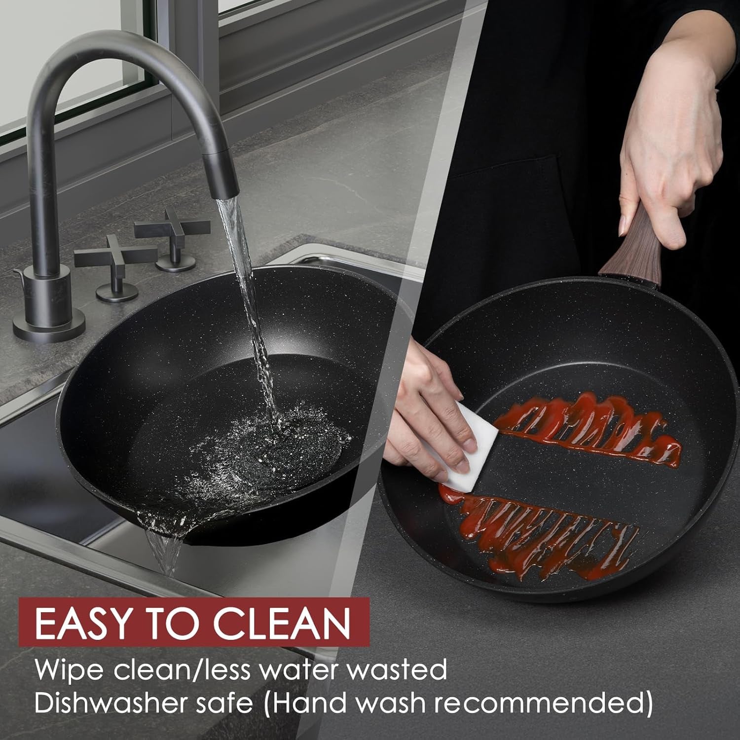 Kikcoin Pots and Pans Set Non Stick 31 Piece Kitchen Nonstick Cooking Cookware Sets with Grill Pan Saucepan Baking Sheet Utensil - Image 5