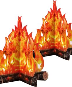 Boao 3D Decorative Cardboard Campfire Centerpiece Artificial Fire Fake Flame Paper Party Decorative Flame Torch (Gold Orange)
