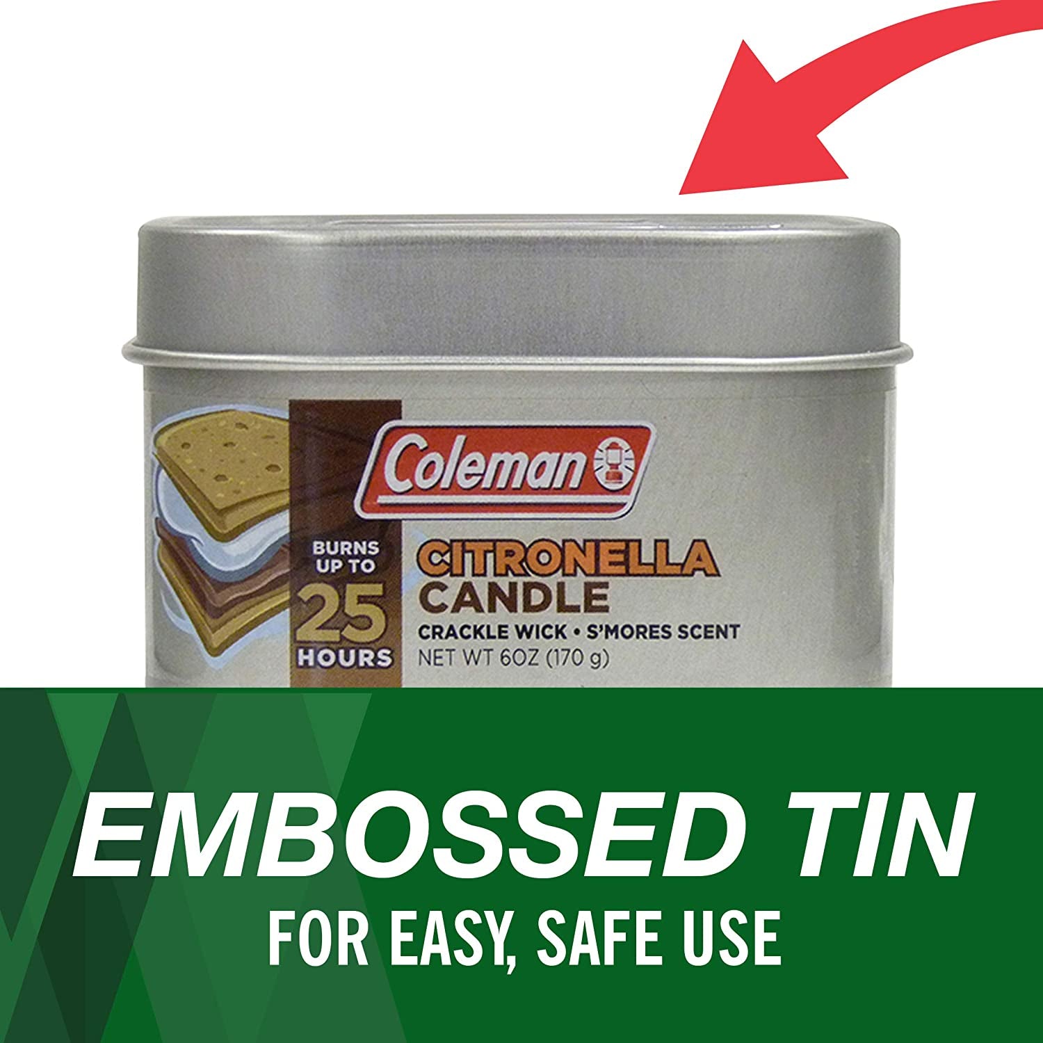 Coleman Scented Tin Citronella Candle - 3 Pack. S'Mores. Pine and Campfire - Image 7