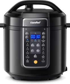COMFEE' 9-In-1 Electric Pressure Cooker. 14 Presets Instant Multi Cooker Olla De Presion Non-Stick Pot Yogurt Maker Rice Cooker Slow Cooker Sauté Steamer 6 Quarts Black