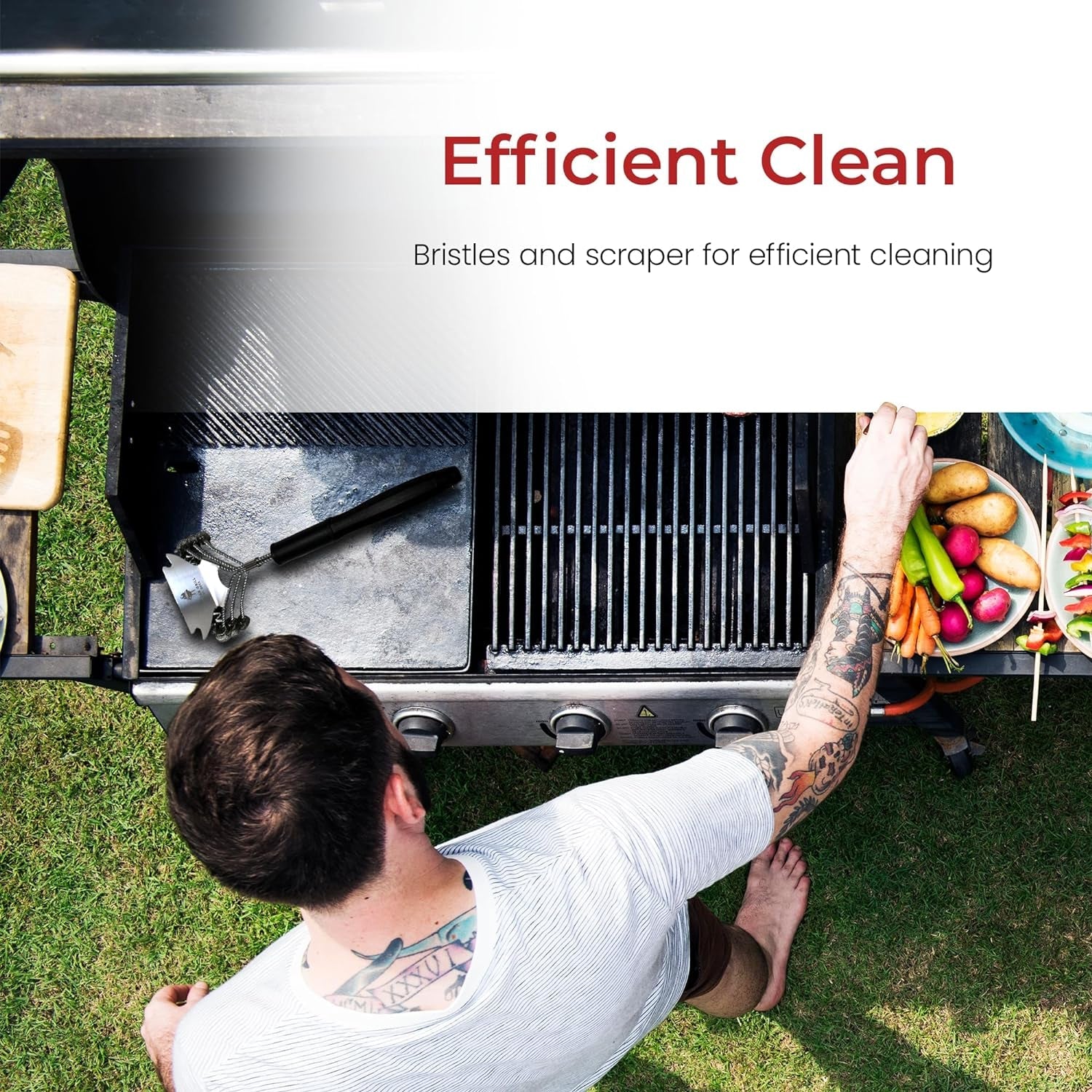 Clean Grill Superior BBQ Grill Brush - Efficient. Safe Wire Bristle Barbecue Cleaning Tool - Extra Strong Cleaner. for Grill Lovers. Ideal for Cleaning Any BBQ Grill - Image 6