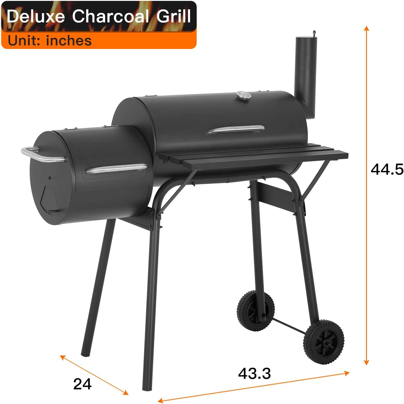43'' Charcoal Grills Outdoor BBQ Grill Camping Grill American Braised Roast Portable Grill Offset Smoker for 6-10 People Patio Backyard Camping Picnic BBQ - Image 7