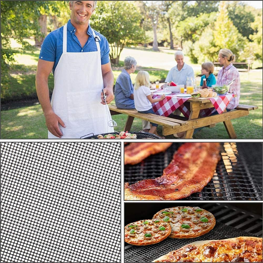 Aoocan Mesh Grill Mat Set of 4 Heavy Duty Non-Stick Mesh Grilling Mats & Barbecue Accessories - Reusable and Easy to Clean - Works on Gas. Charcoal or Electric Grill and More 15.4 X 12 Inch - Image 5