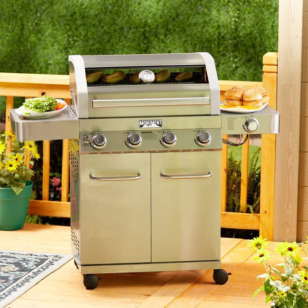 Monument Grills Larger Convertible 4-Burner Natural Gas Grill Stainless Steel Cabinet Style Propane Grills. LED Controls.Side Burner(Without Conversion Kit) - Image 8