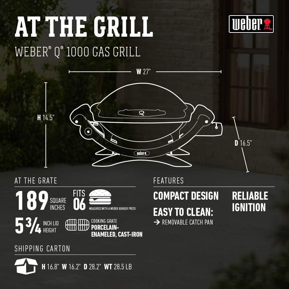 Weber Q1000 Liquid Propane Grill. Chrome - Image 2