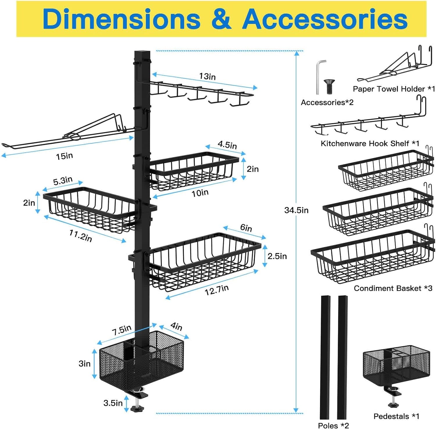 CONCONS Grill Caddy. BBQ Outdoor Kitchen Accessories for Camper. Barbeque Grill Accessories. Camping Kitchen. Barbeque Caddy for Outdoor Grill. Picnic Caddy. Outdoor Utensil Caddy. Paper Towel Holder - Image 6