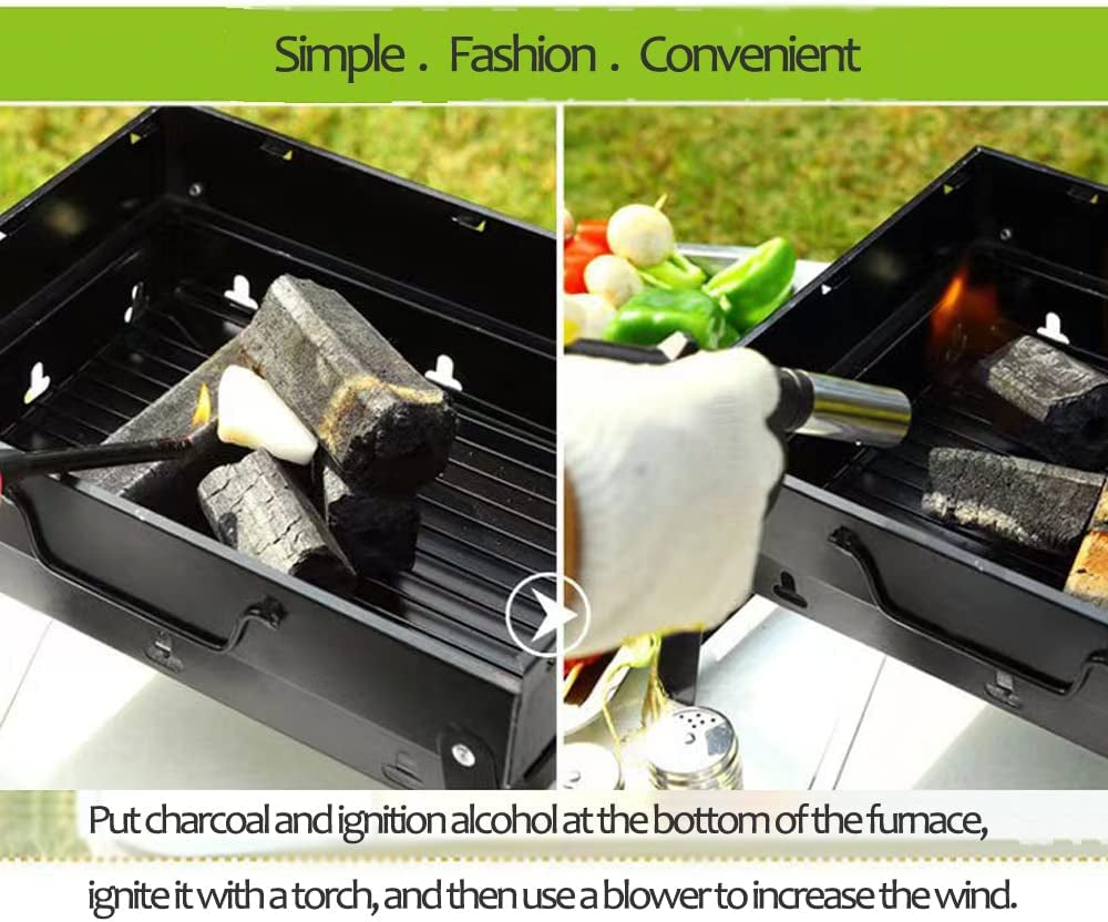 Folding Portable Barbecue Charcoal Grill. Barbecue Desk Tabletop Outdoor Stainless Steel Smoker BBQ for Outdoor Cooking Camping Picnics Beach - Image 4