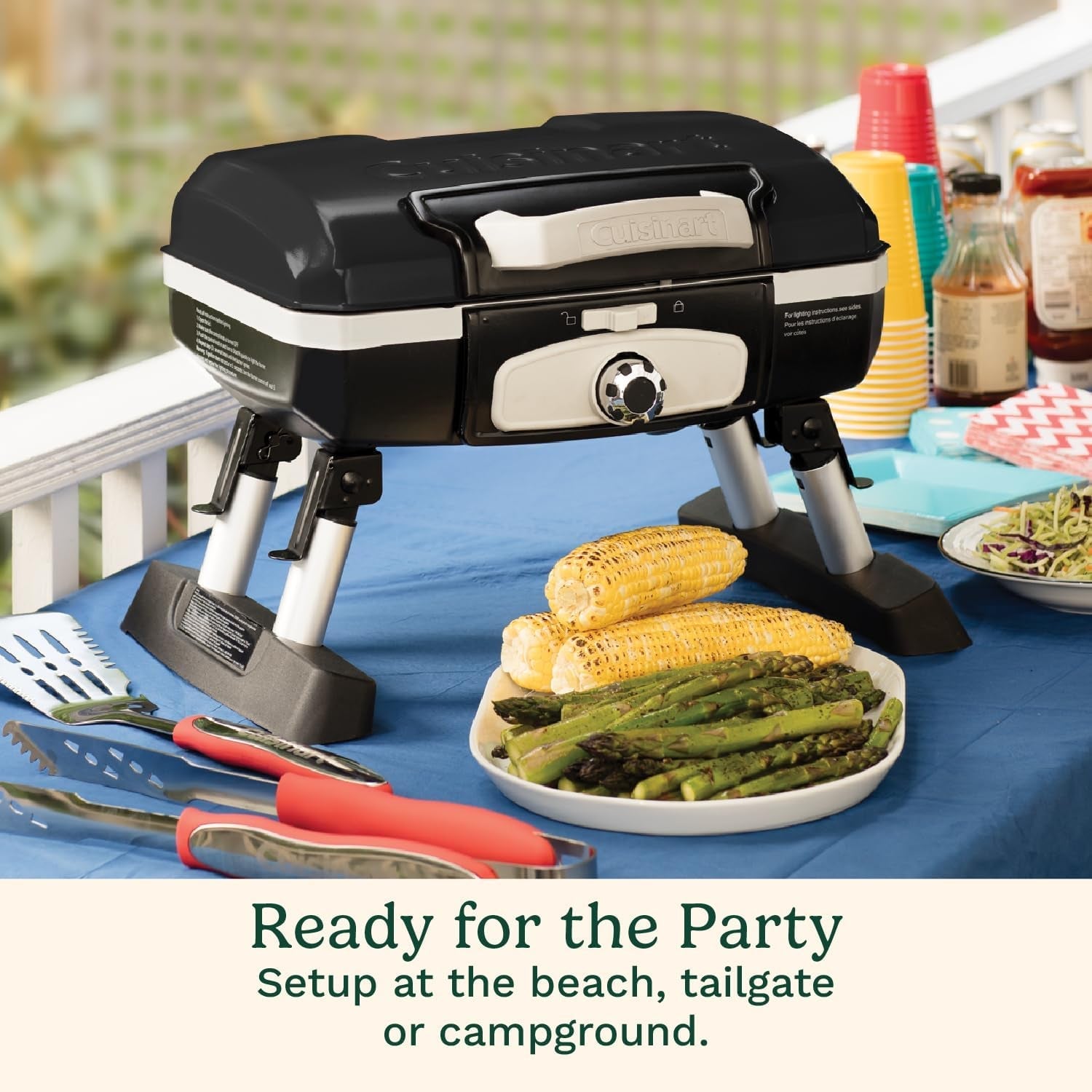 Cuisinart Petite Gourmet Portable Gas Grill. Compact & Lightweight Tabletop Small Grill for Bbqs. Camping. Tailgates & Small Spaces. 5.500 BTU Burner Folding with Carry Handles. Black - Image 3