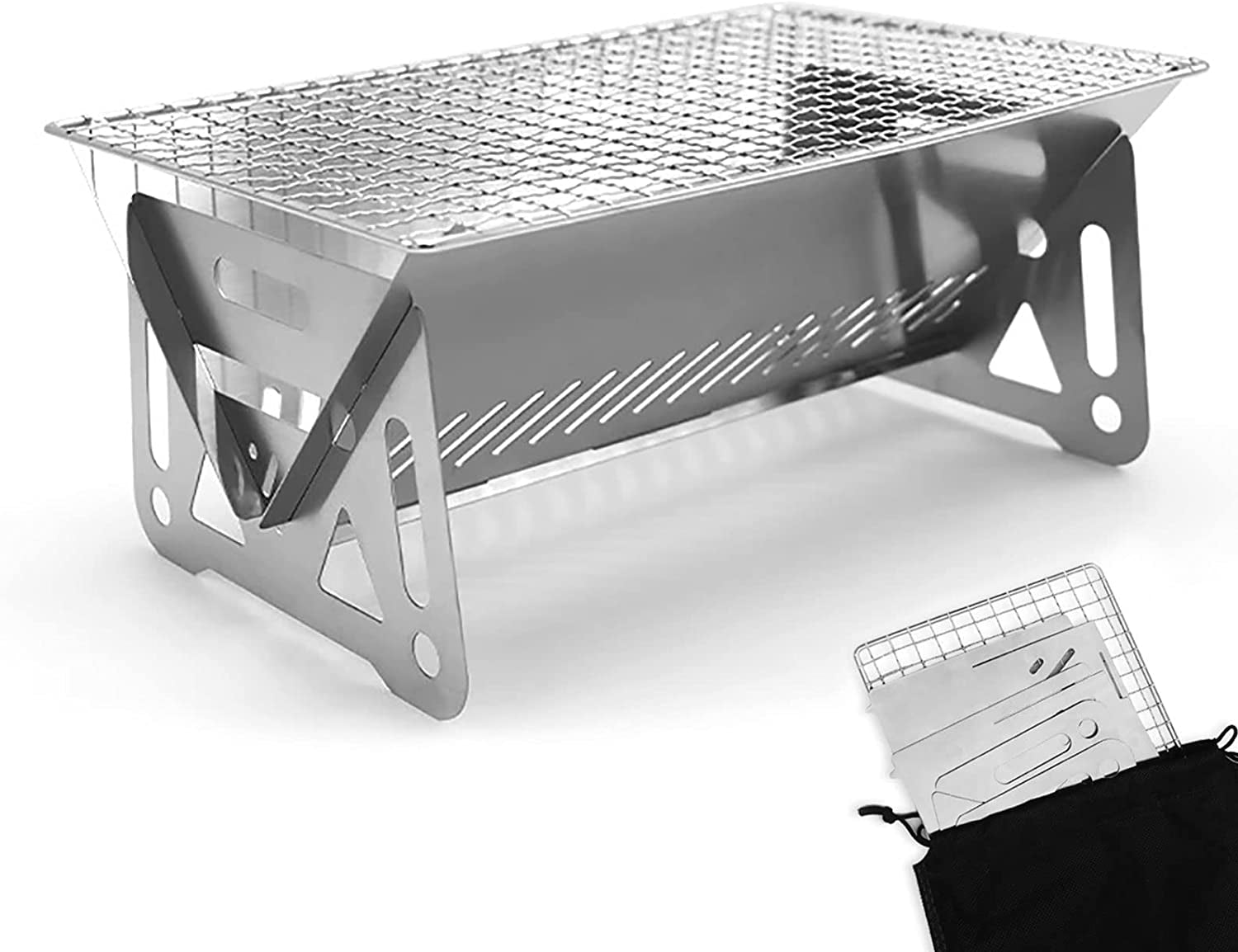 Mini Portable Charcoal Grill.Small BBQ Grill Tabletop Fire Pit for Camping Patio Outdoor Stainless Steel Camping Grill Folding Barbecue Grills Backpacking Grill