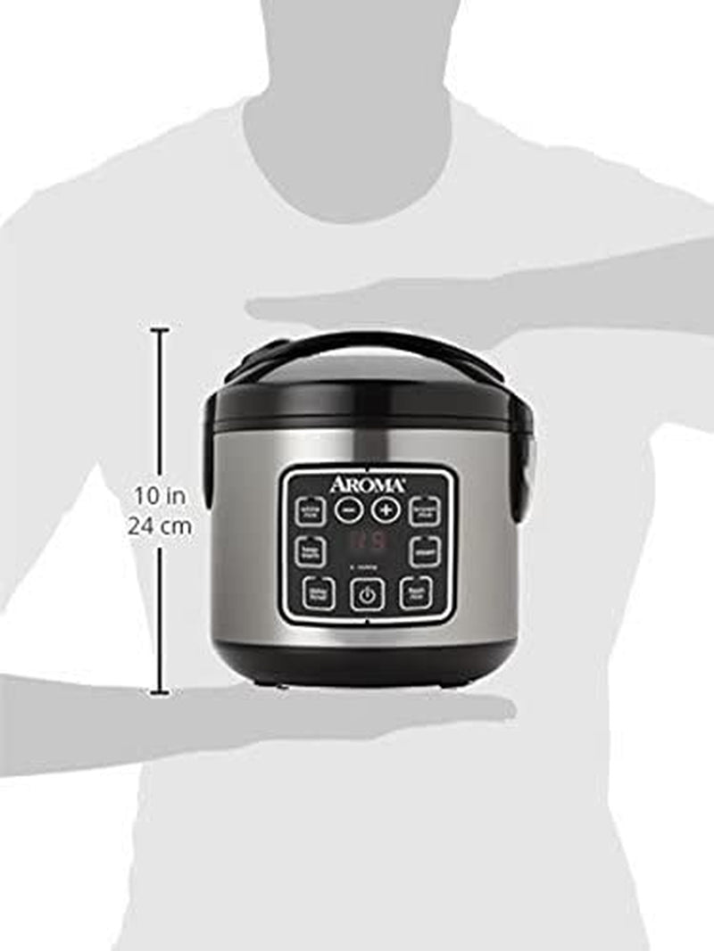 AROMA Digital Rice Cooker. 4-Cup (Uncooked) / 8-Cup (Cooked). Steamer. Grain Cooker. Multicooker. 2 Qt. Stainless Steel Exterior. ARC-914SBD - Image 8