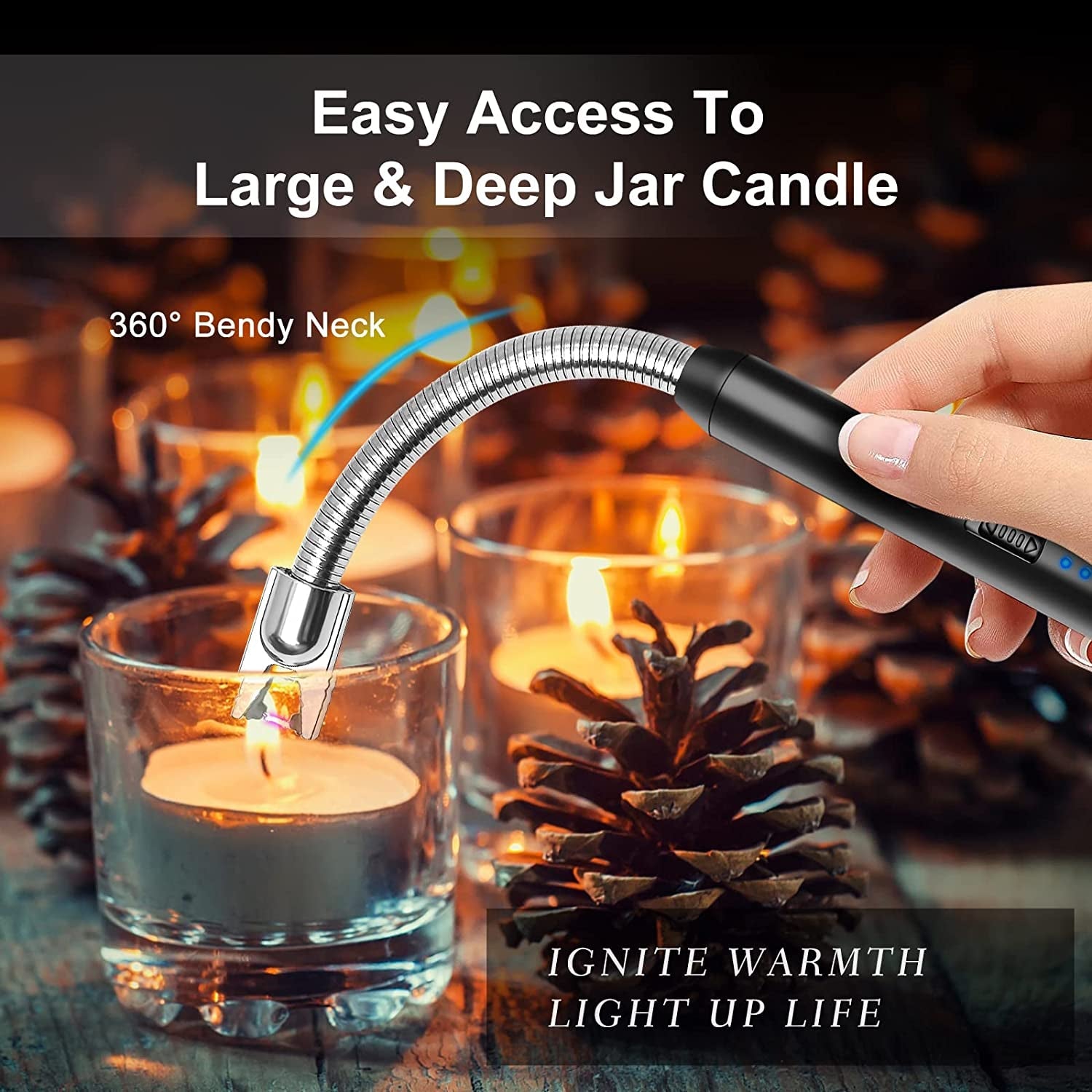 KTEBO 2Pcs Rechargeable Electric Lighters. Type-C Long Lighter Use Plasma Arc to Light Candle. Windproof Arc Lighter. Candle Lighter. BBQ Grill Lighter. Camping Accessories - Image 5
