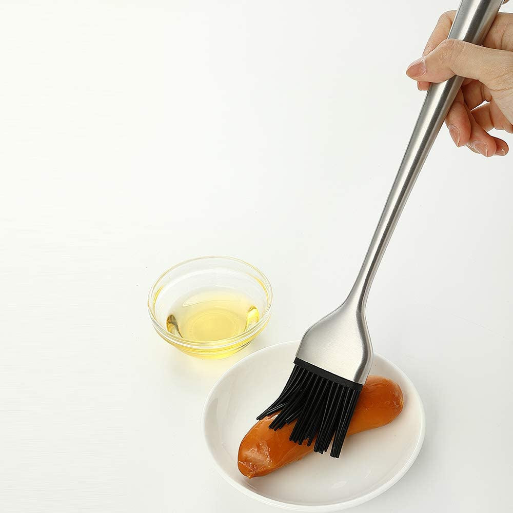 JXS Silicone Sauce Basting Brush. 12 Inch Sturdy BBQ Basting Brush with Stainless Steel Handles - Image 2