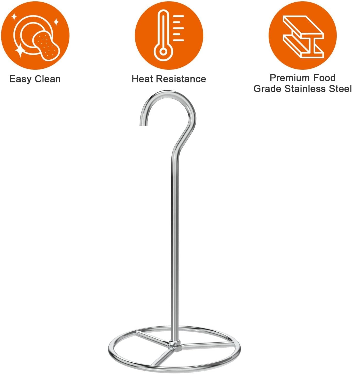 Vertical Skewer Turkey Fryer Stand Kit. Al Pastor Skewer with Removable Size Spikes (1 Base. 1 Skewers and 1 Chicken Hangers). Turkey Hanger Chicken Rack for Grill Meat. Stainless Steel - Image 5