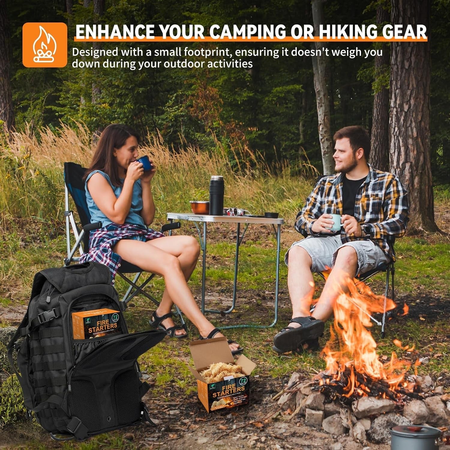 Realcook Natural Fire Starter for Campfires: All Weather Firestarters - Odorless Charcoal Starters for Grill | Fire Pit | Indoor Fireplaces | BBQ | Wood Stove | Smoker - 72 Counts - Image 7