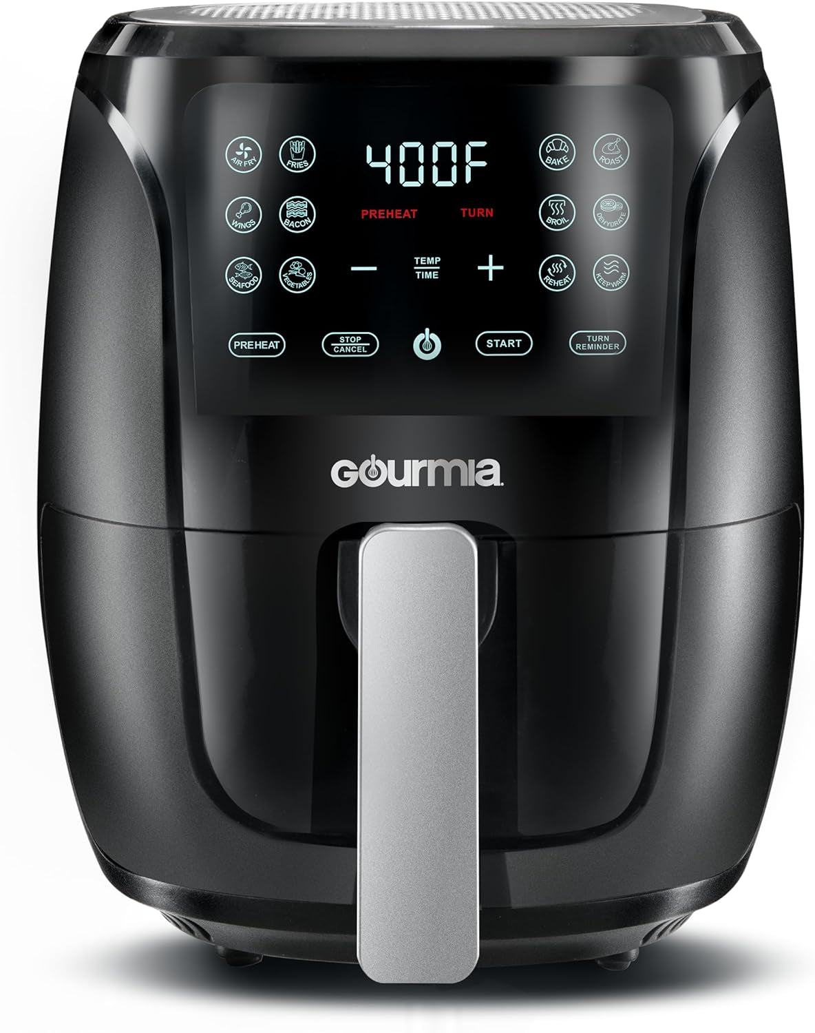 Gourmia Air Fryer Oven Digital Display 4 Quart Large Airfryer Cooker 12 1-Touch Cooking Presets. Black and Stainless Steel Accents Fry Force GAF486 - Image 4