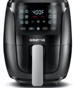 Gourmia Air Fryer Oven Digital Display 4 Quart Large Airfryer Cooker 12 1-Touch Cooking Presets. Black and Stainless Steel Accents Fry Force GAF486