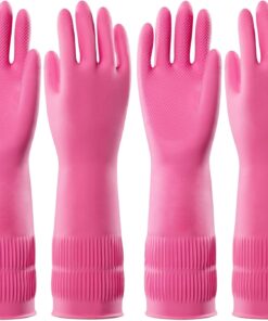 PACIFIC 2 Pairs Dishwashing Cleaning Rubber Gloves. Reusable Waterproof Kitchen Gloves. Non-Slip. Small