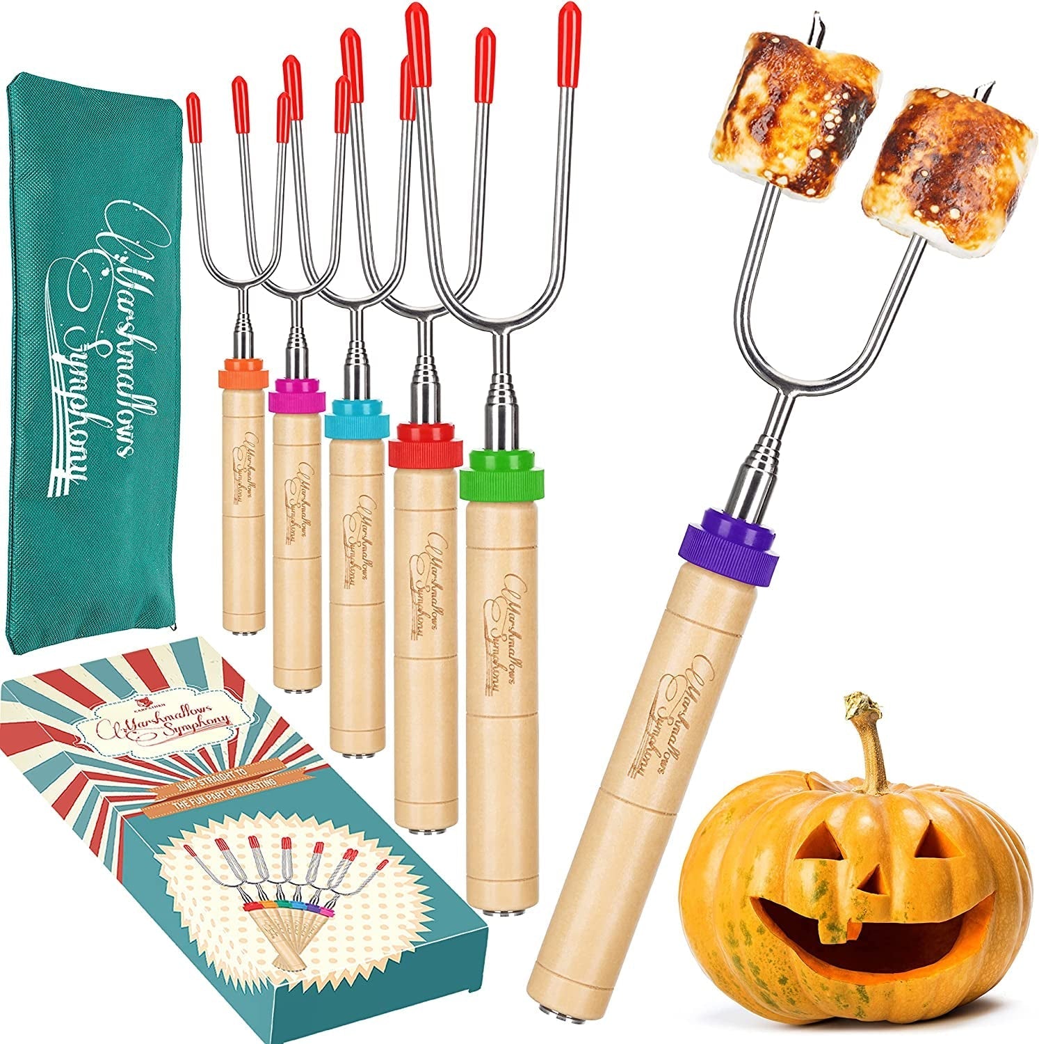 CARPATHEN Marshmallow Roasting Sticks - Set of 6 Rotating Smores Sticks - Extra Long Telescoping Marshmallow Sticks for Fire Pit. Campfire & Bonfire - Camping Accessories & Kids Gifts for Halloween - Image 7