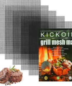 Grill Mesh Mat Set 5 Barbecue Grill Accessories Reusable Non-Stick Grill Mat for Vegetables Fish Grilling Mat Sheets for Outdoor Smoker Charcoal Gas Electric Grill BBQ Tools.Xl 15.75 X 13 Inch. Black