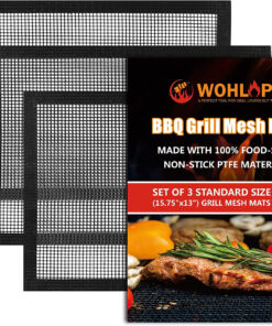 Grill Mesh Mat. Non Stick BBQ Mesh Grilling Mats for Outdoor Grilling. Pellet Smoker. Gas. Charcoal Grill. Heavy Duty. Reusable. Easy to Clean. 15.75 X 13 Inch.Set of 3