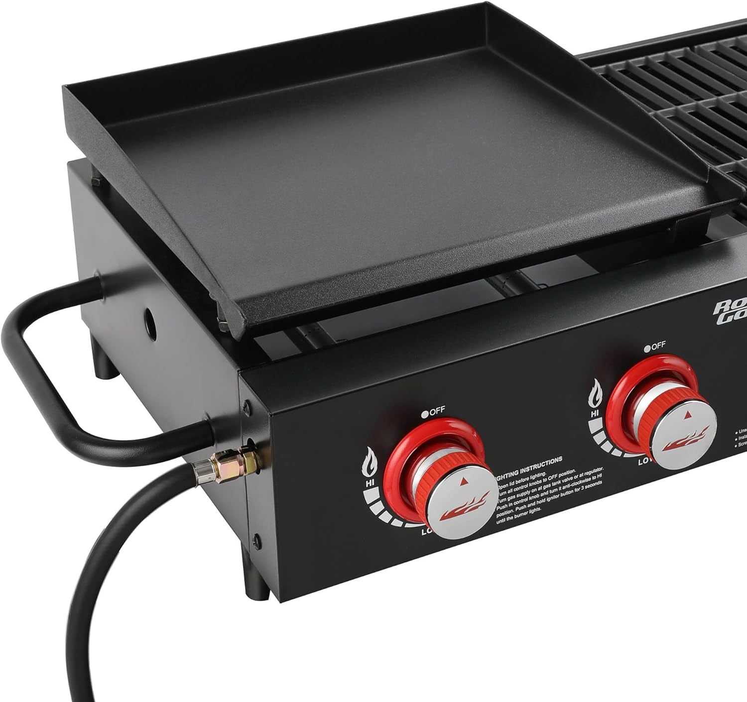 GD4002T Tailgater Tabletop Gas Grill Griddle. 4-Burner Portable Propane Grill Griddle Combo. for Backyard or Outdoor BBQ Cooking. 40.000 BTU. Black - Image 10