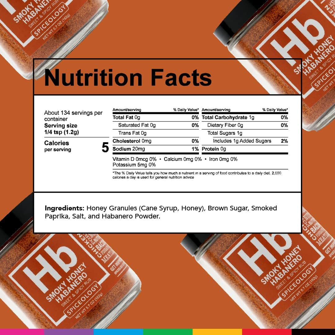 Spiceology - Smoky Honey Habanero - Sweet & Spicy BBQ Rub - Barbeque Rubs. Spice Blends and Seasonings for Smoking or Grilling - Use On: Chicken. Wings. Pork. Steak. Nuts. Butter. Bacon. or Burgers - 5.7 Oz - Image 3