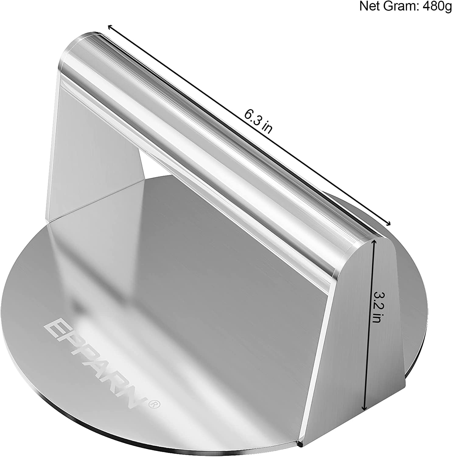 EPPARN Enlarged 6.3 Inch Smash Burger Press. Stainless Steel Burger Smasher for Griddle. Hamburger Press. Grill Press Bacon Press. Burger Press Smashburger - Image 5