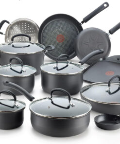 T-Fal Ultimate Hard Anodized Nonstick Cookware Set 17 Piece. Oven Broiler Safe 400F. Lid Safe 350F. Kitchen Cooking Set W/Fry Pans. Saucepans. Saute Pan. Griddle. Pots and Pans. Dishwasher Safe Black