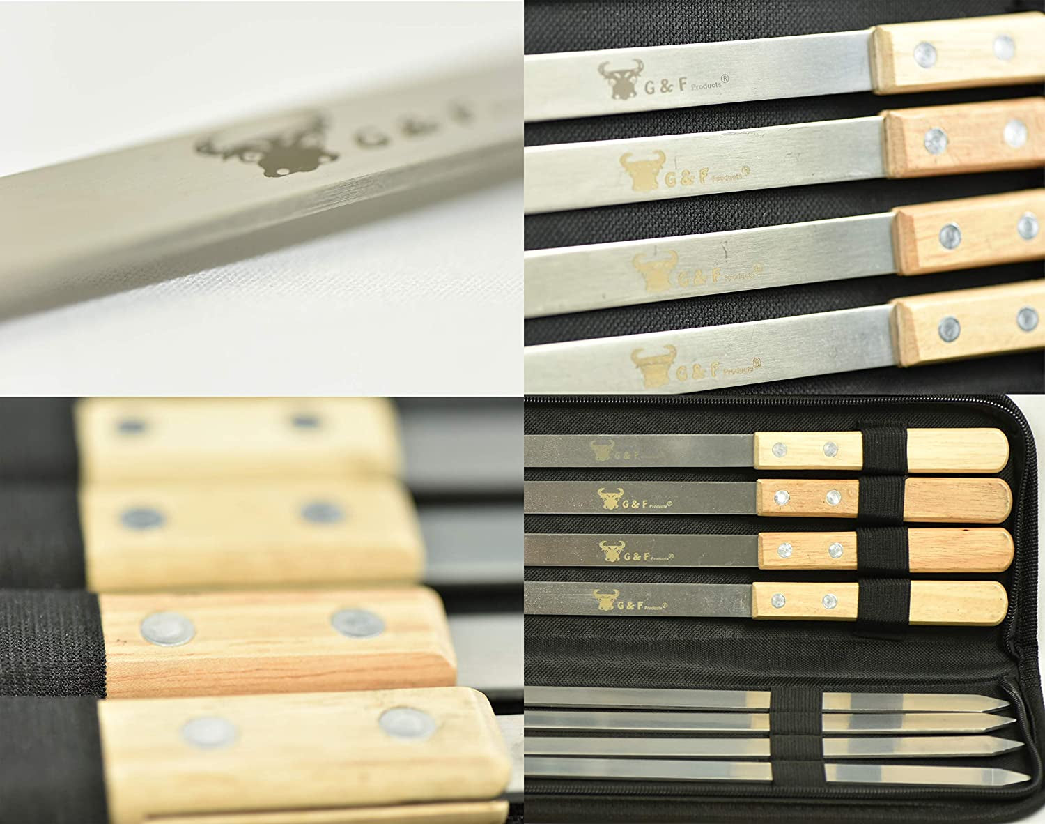 G & F Products 25619 2020 23 Inch Long 5/8 Inch Wide 2Mm Thin Stainless Steel BBQ Skewer 8 Piece. Silver - Image 2