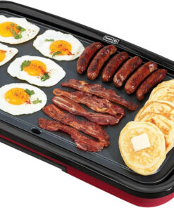 DASH Deluxe Everyday Electric Griddle with Dishwasher Safe Removable Nonstick Cooking Plate for Pancakes. Burgers. Eggs and More. Includes Drip Tray + Recipe Book. 20 X 10.5. 1500-Watt - Red