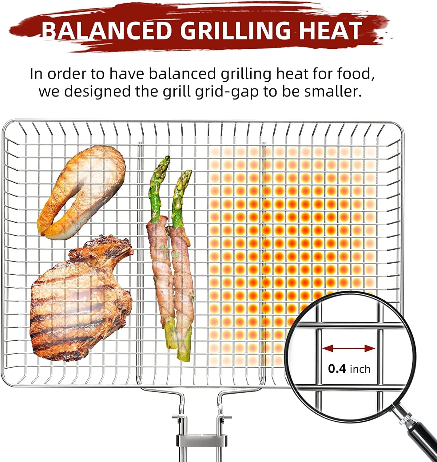 CEBERVICE Grill Basket Extra Large. SUS304 Food Safe Stainless Steel. Portable Folding BBQ Outdoor Camping Grilling Rack for Fish. Vegetables. Shrimp. Barbeque Griller Cooking Accessories. Grilling Gifts for Men. Dad. Father. Husband - Image 4