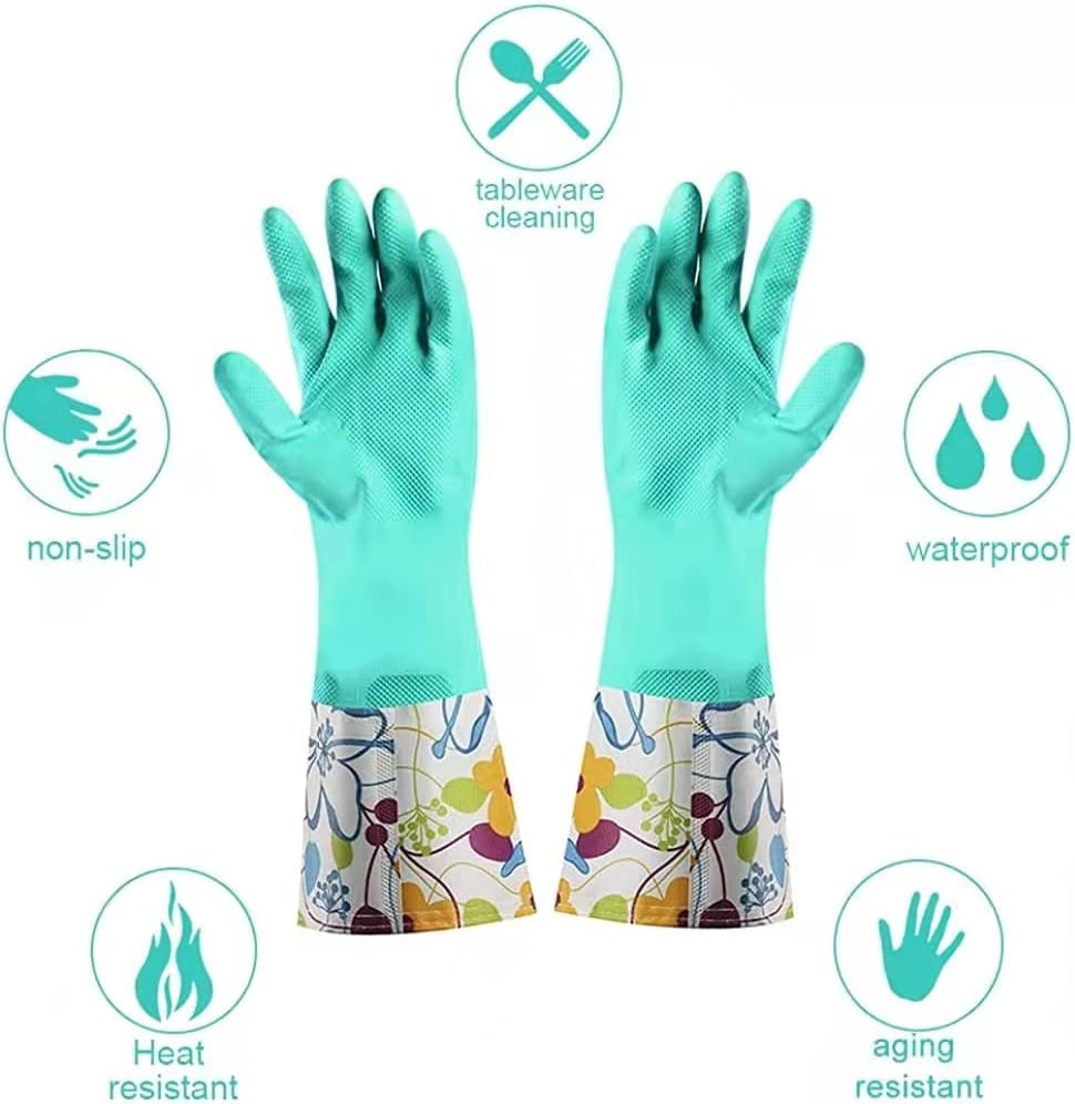Dishwashing Rubber Gloves. Non-Slip Household Laundry Kitchen Cleaning Gloves. Reusable PU Waterproof Latex Gloves - Image 7