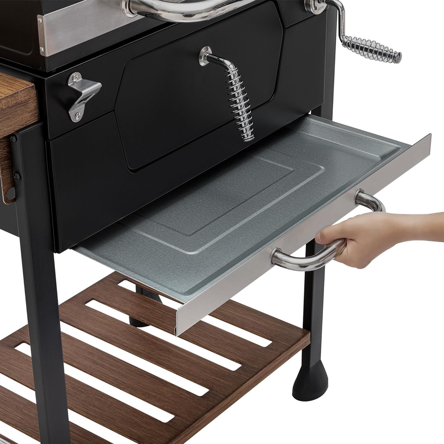CD1824M 24-Inch Charcoal Grill. BBQ Smoker with Handle and Folding Table. Perfect for Outdoor Patio. Garden and Backyard Grilling. Black. Medium - Image 7