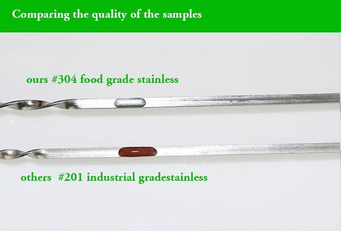 Killer'S Instinct Outdoors Flat Metal Grilling Skewers Wider Thicker Stainless Steel Reusable BBQ Sticks Barbecue Skewers 14''0.16''0.05'' Set of 24 Barbecue Sticks Metal Kebab Skewers for Grilling - Image 2