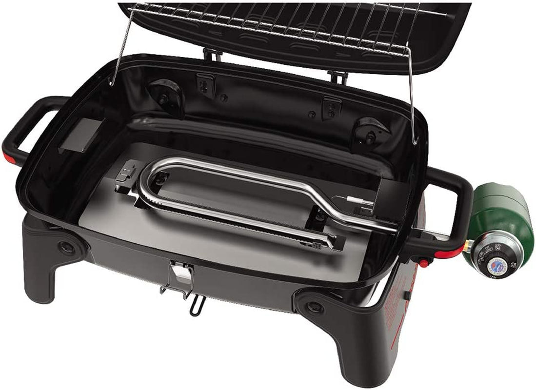 820-0065C 1 Burner Portable Gas Grill for Camping. Outdoor Cooking . Outdoor Kitchen. Patio. Garden. Barbecue with Two Foldable Legs. Red + Black - Image 17