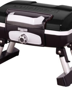 Cuisinart Petite Gourmet Portable Gas Grill. Compact & Lightweight Tabletop Small Grill for Bbqs. Camping. Tailgates & Small Spaces. 5.500 BTU Burner Folding with Carry Handles. Black