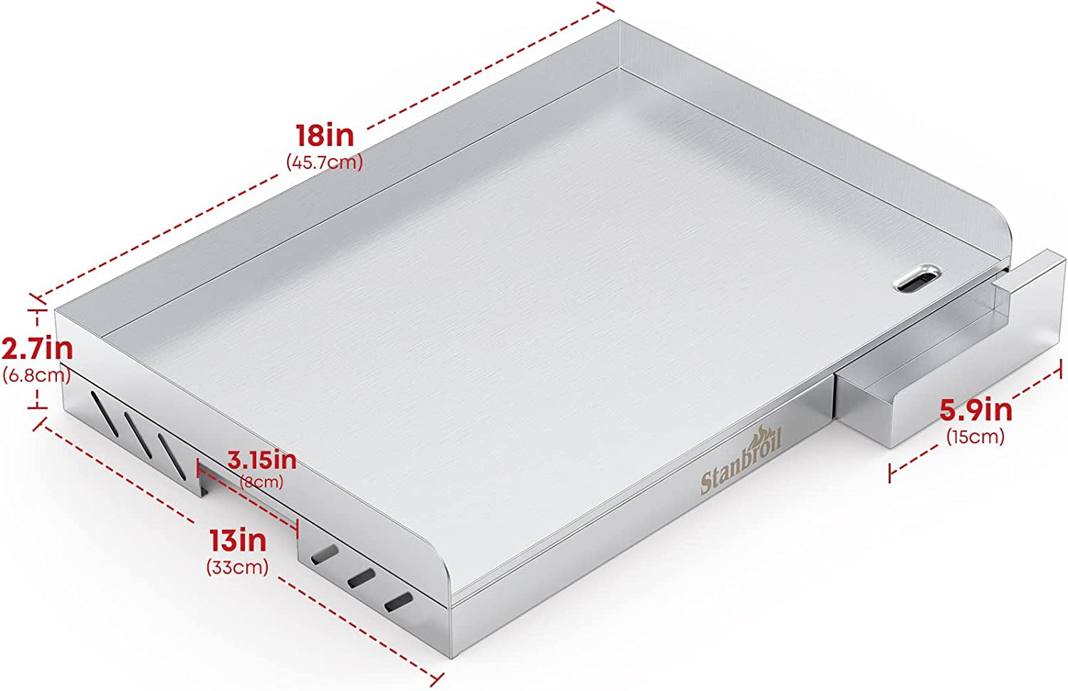 Universal Stainless Steel Grill Griddle with Even Heat Cross Bracing for BBQ Charcoal/Gas Grills. Camping. Tailgating. and Parties 18 X 12.5 - Image 2