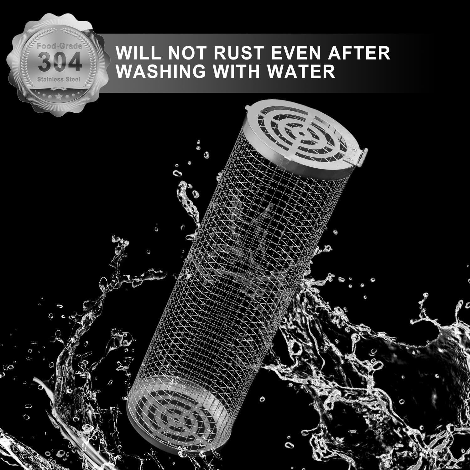 Feniola Rolling Grilling Basket - 2 PCS round Stainless Steel Grill Net for Outdoor Grill for Vegetables. Meat - BBQ Accessories Included - Image 4