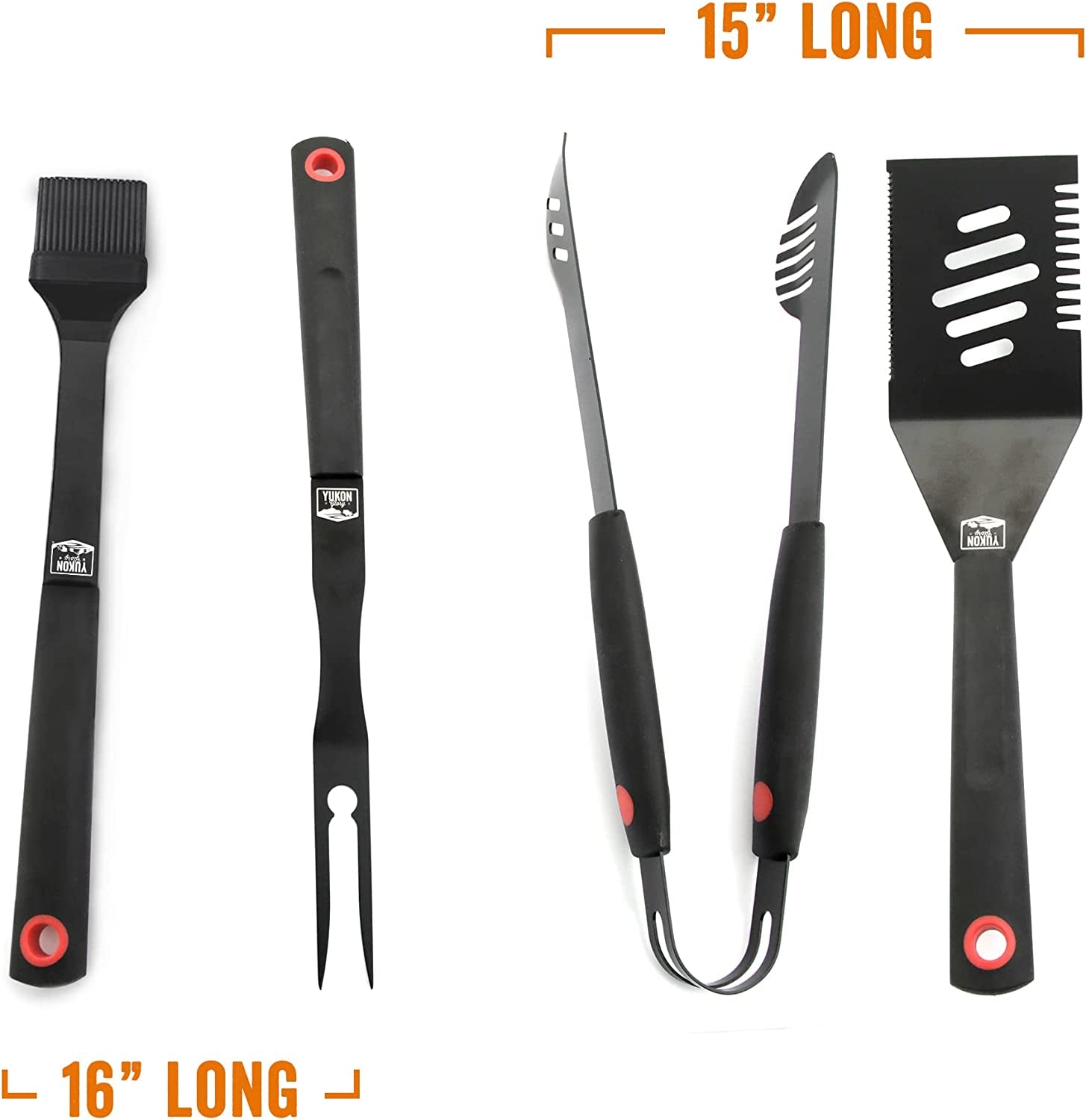 ™ Heavy Duty 5 Piece Grilling Tools Set. Durable Stainless Steel BBQ Accessories. Long Handle 3 in 1 Spatula. Tongs. Brush. Grill Fork. Thick Grilling Gloves. Gift Set - Image 5