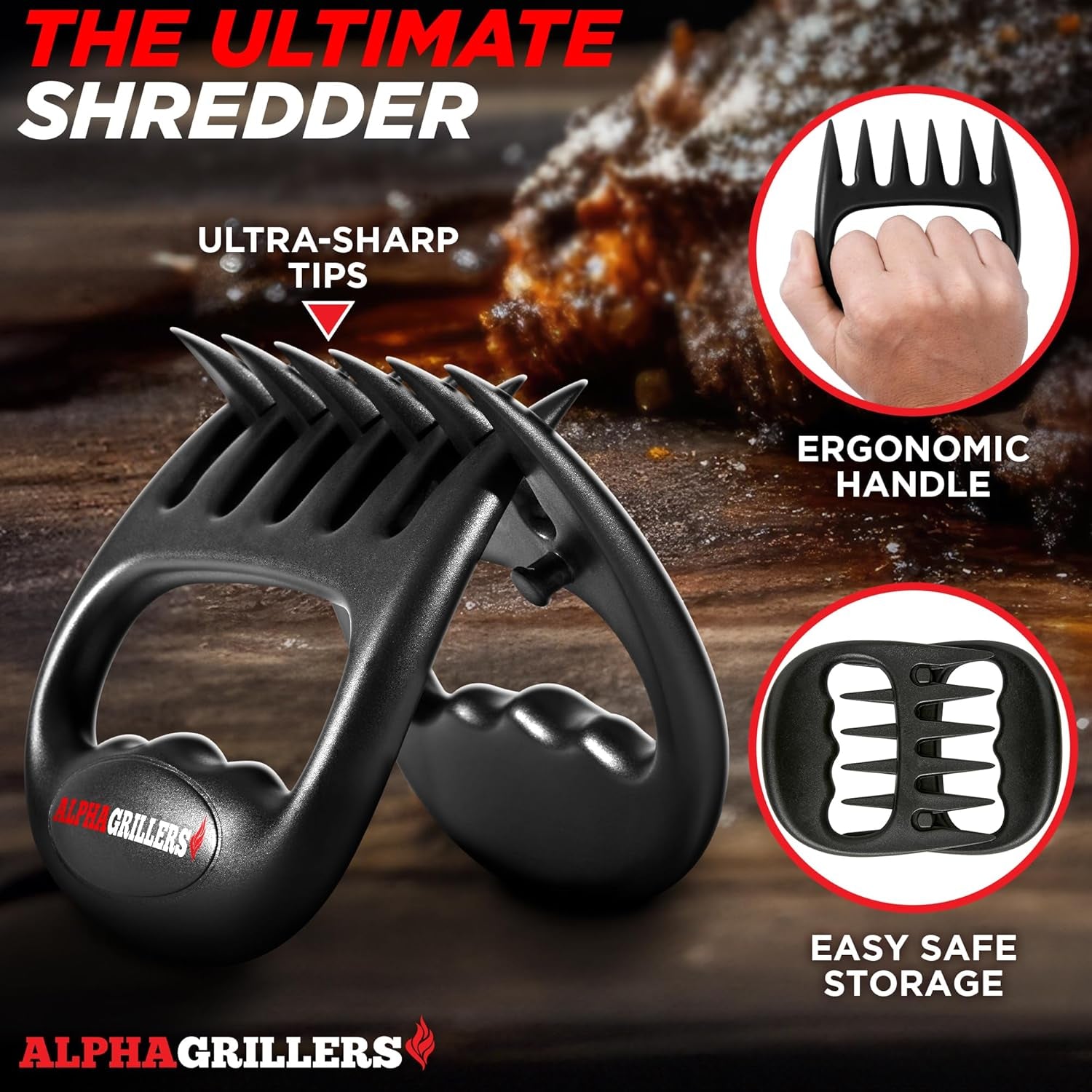 Alpha Grillers Meat Shredder Claws - Fathers Day Gifts for Dad - BBQ Grilling Accessories Gift for Men Him Husband Boyfriend Birthday - Barbecue Grill Puller for Shredding Pulled Pork Chicken - Image 3