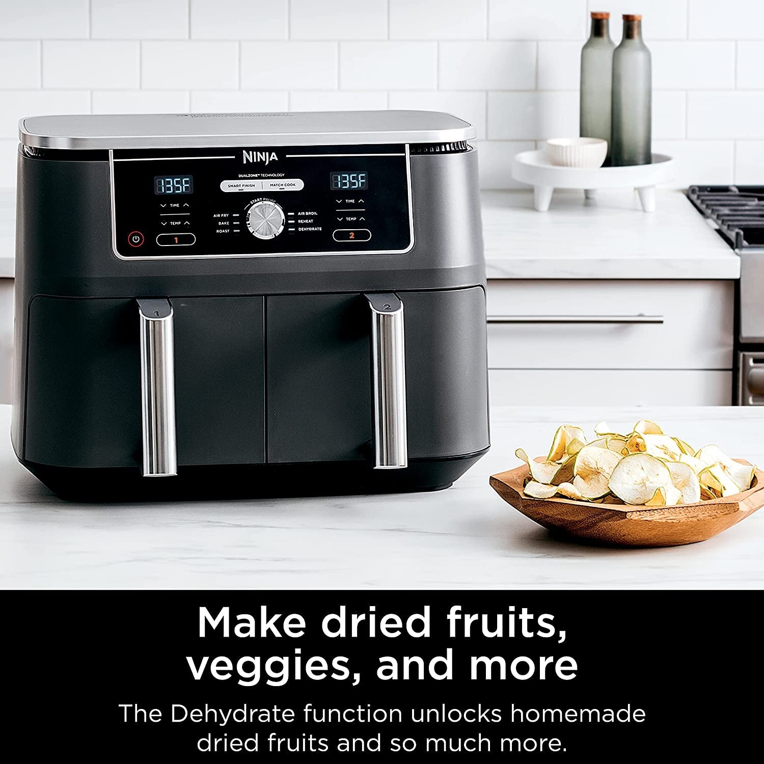 DZ401 Foodi 10 Quart 6-In-1 Dualzone XL 2-Basket Air Fryer with 2 Independent Frying Baskets. Match Cook & Smart Finish to Roast. Broil. Dehydrate for Quick. Easy Family-Sized Meals. Grey - Image 13
