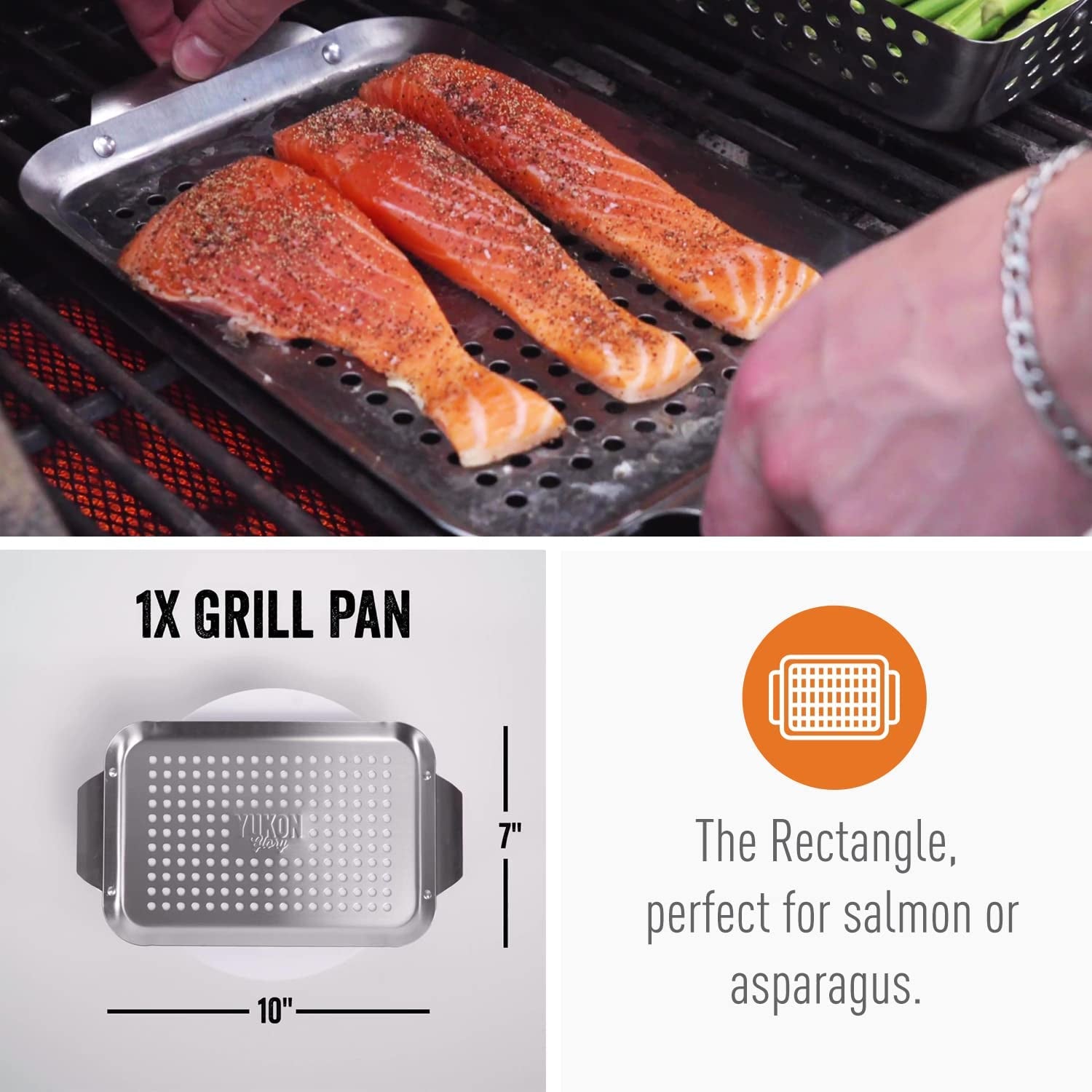 Grill Basket - ™ 3-Piece Mini Grilling Basket Set - Stainless Steel Perforated Grill Baskets for Grilling Veggies Seafood and Meats Includes Grill Pan - Square Basket and Circular Basket - Image 6