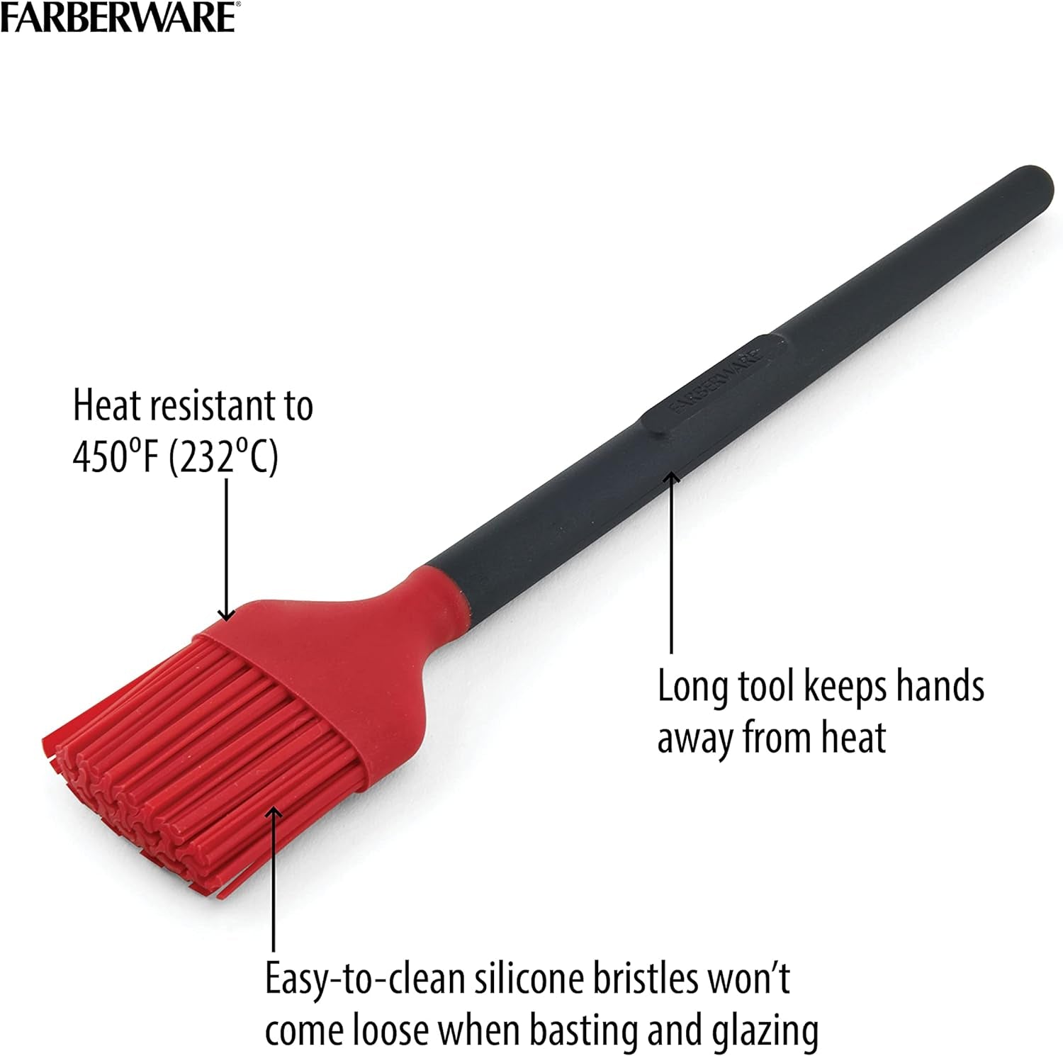 Farberware 5261924 Barbecue Silicone and Plastic Basting Brush. 1 EA. Red and Black - Image 3