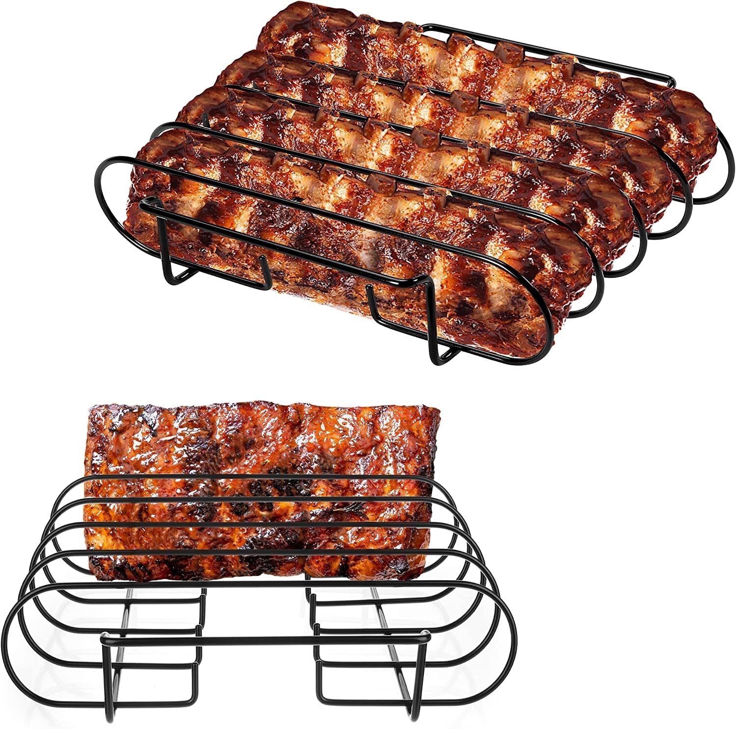 UNCO- Stainless Steel Rib Rack. Holds up to 4 Full Racks of Ribs for Smoking. Smoker Rack for Grilling. Nonstick BBQ Rib Rack Stand Holder - Image 9