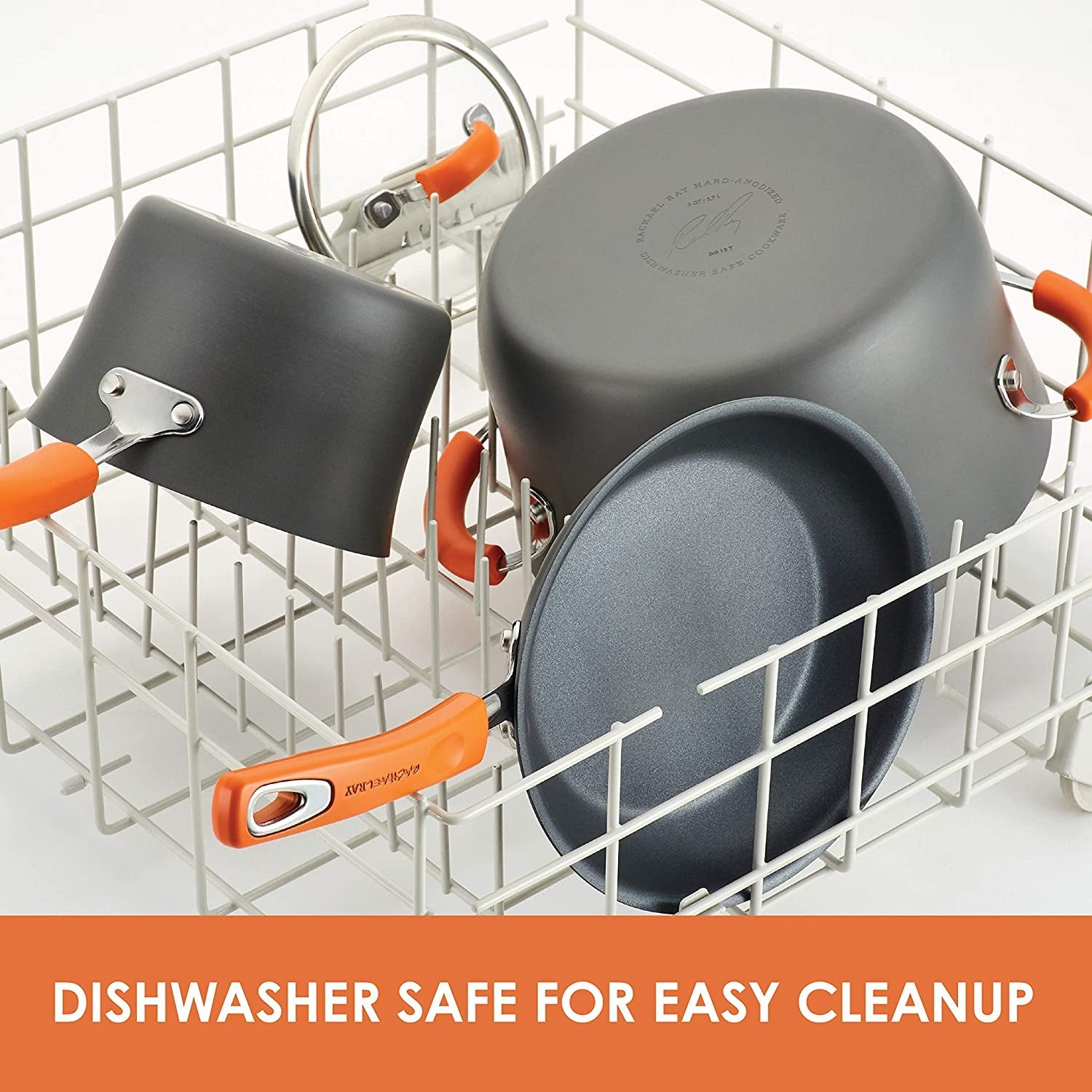 Brights Hard Anodized Nonstick Square Griddle. Grill Pan (11-Inch). Gray with Orange Handles - Image 6