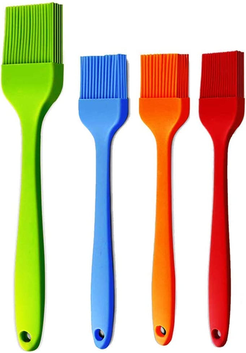 Grill Basting Brush Silicone Pastry Baking Brush BBQ Sauce Marinade Meat Glazing Oil Brush Heat Resistant. Kitchen Cooking Baste Pastries Cakes Desserts. Dishwasher Safe 4Pack