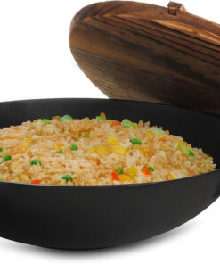 Megachef 14 Inch Pre-Seasoned Cast Iron Wok with Lid