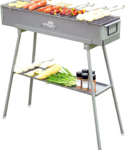 WILLBBQ Commercial Quality Portable Charcoal Grills Multiple Size Hibachi BBQ Lamb Skewer Folded Camping Barbecue Grill for Garden Backyard Party Picnic Travel Outdoor Cooking Use(31.6X7.1X5.1 Inch)